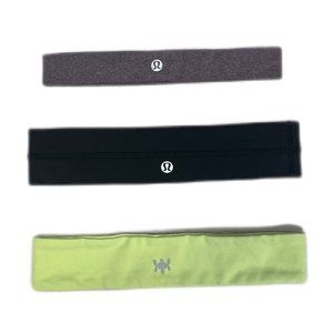 Lot/Set of Three Black, Purple and Lime Green Lululemon/Kyodan Athletic Headband